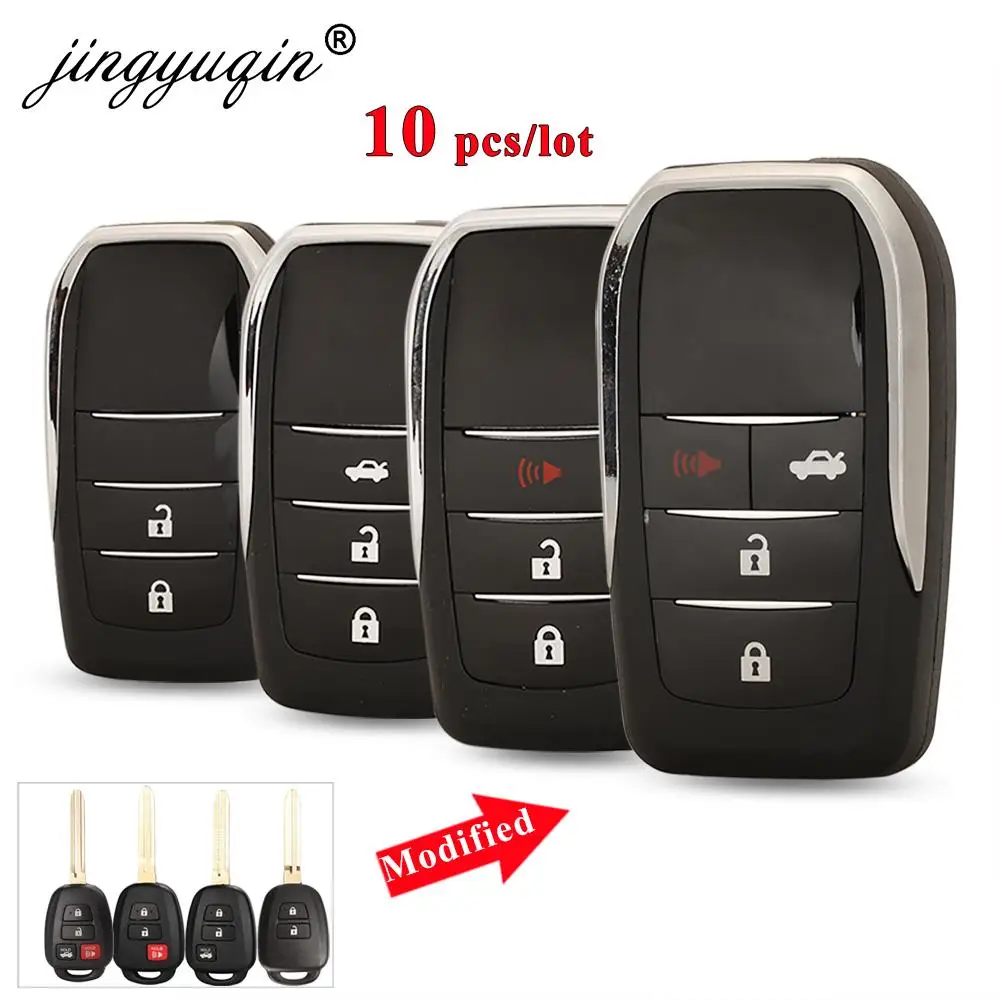 jingyuqin 10pcs Upgrade Remote Car Key Case For Toyota TOYOTA Reiz Corolla Camry RAV4 Prius 2/3/4 Button Modified Flip Key Shell