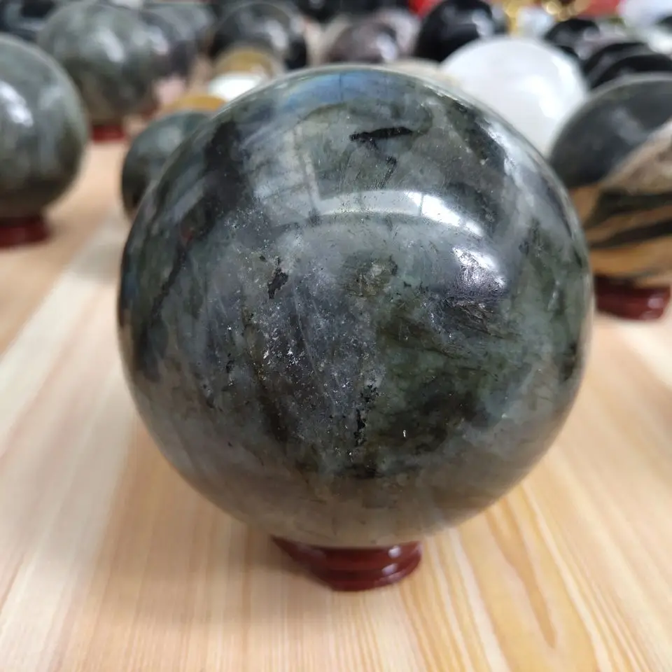 

Natural labradorite Crystal polished Sphere Ball Healing crystal high quality