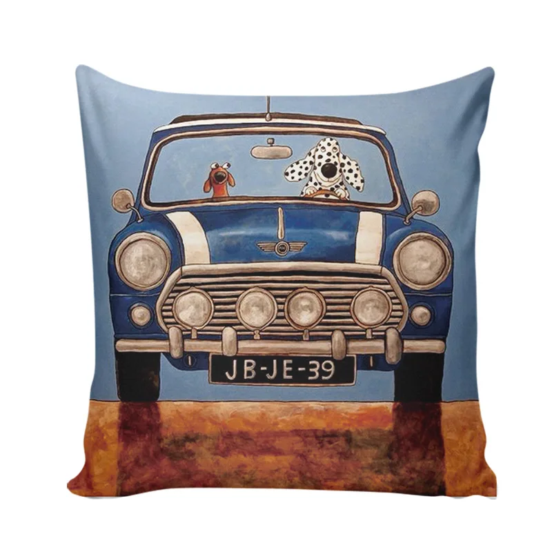 Чехол для подушки милый чехол с изображением кота собаки автомобиля мультфильма