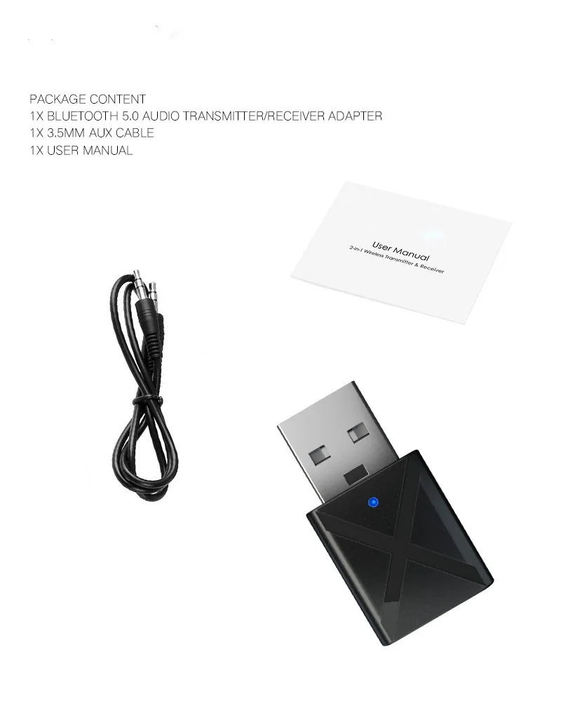 2 в 1 USB Bluetooth 5 0 передатчик приемник Мини 3 мм AUX стерео беспроводной адаптер для ТВ