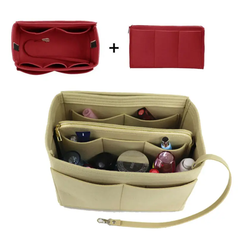 

New Women Travel Felt Cosmetic Storage Bags Travel Bag Insert Liner Purse Organiser Cosmetic Bags