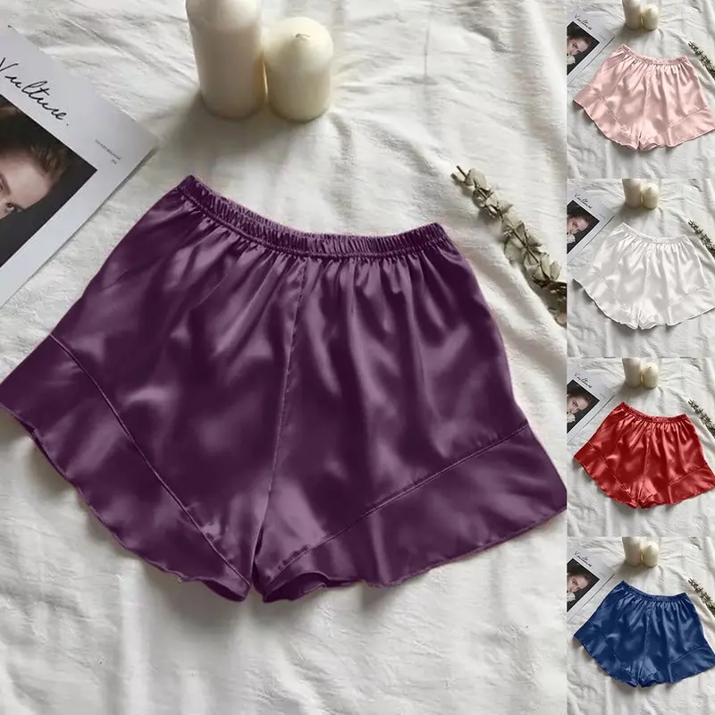 Атласная Безопасность Короткие штаны для женщин кружевное нижнее белье шорты