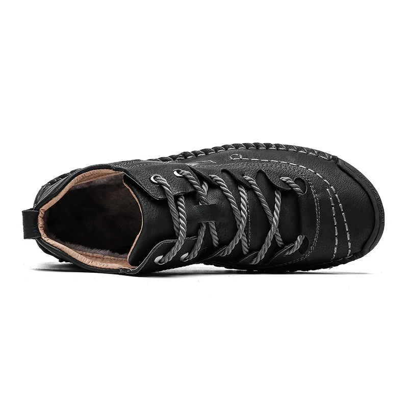 2019 г. Новая модная мужская обувь черные повседневные кожаные зимние ботинки на