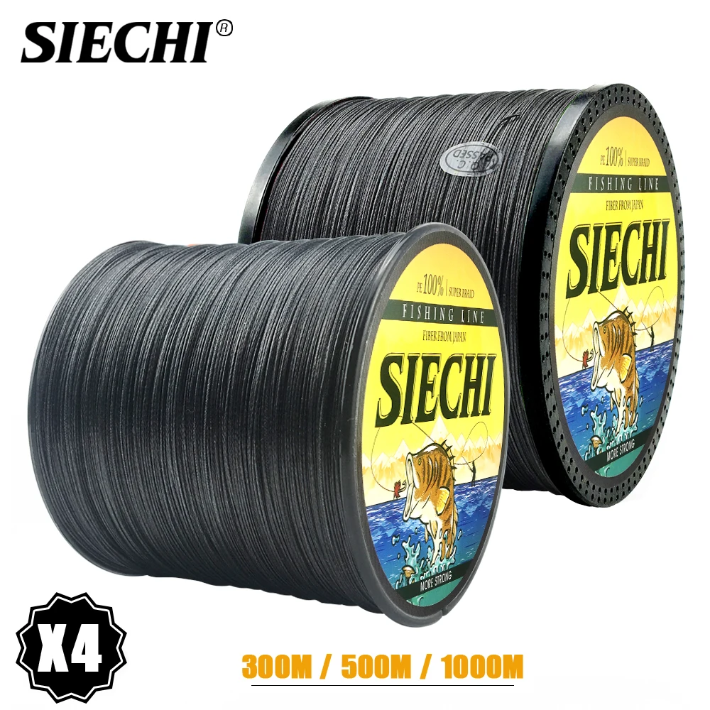 Рыболовная леска SIECHI PE плетеная из 4 нитей 300 м 500 1000 прочная черная рыболовная