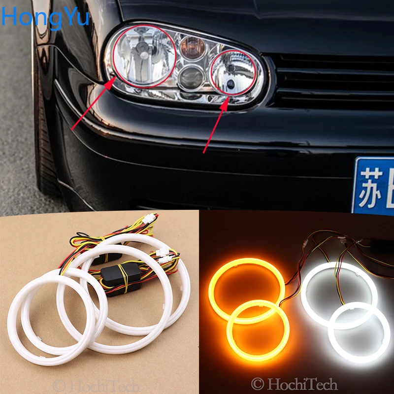 Двухцветсветильник светодиодный поворотник с ангельским глазом для Volkswagen VW Golf MK4