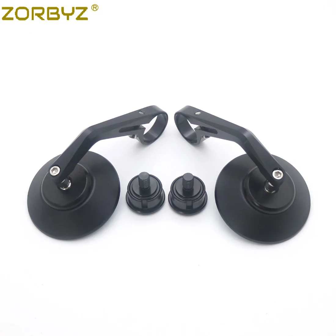 ZORBYZ 1 пара черное алюминиевое круглое боковое зеркало на руль мотоцикла с болтом
