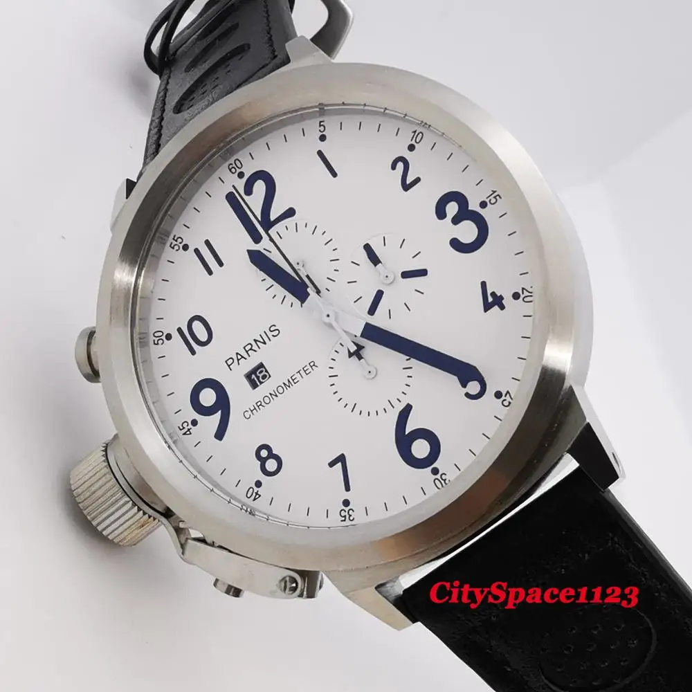 Часы наручные parnis мужские с хронографом Кварцевые водонепроницаемые большим