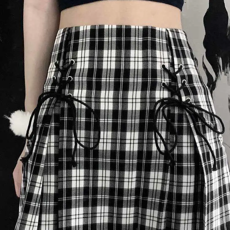 

Student Uniform Sailor Gothic Skirt Summer Plaid Pleated Women Mini Harajuku Female Empire Casual Japanese Kawaii Cute Skirts