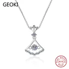 Geoki Perfect Cut 0,3 CT моиссанит прошел испытание алмаза камень кулон платье ожерелье 925 стерлингового серебра Вечерние цепочки ожерелье