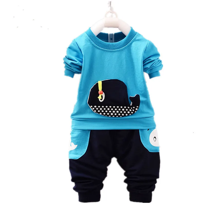 Весенне осенний Детский костюм футболка с рисунком Кита для маленьких мальчиков