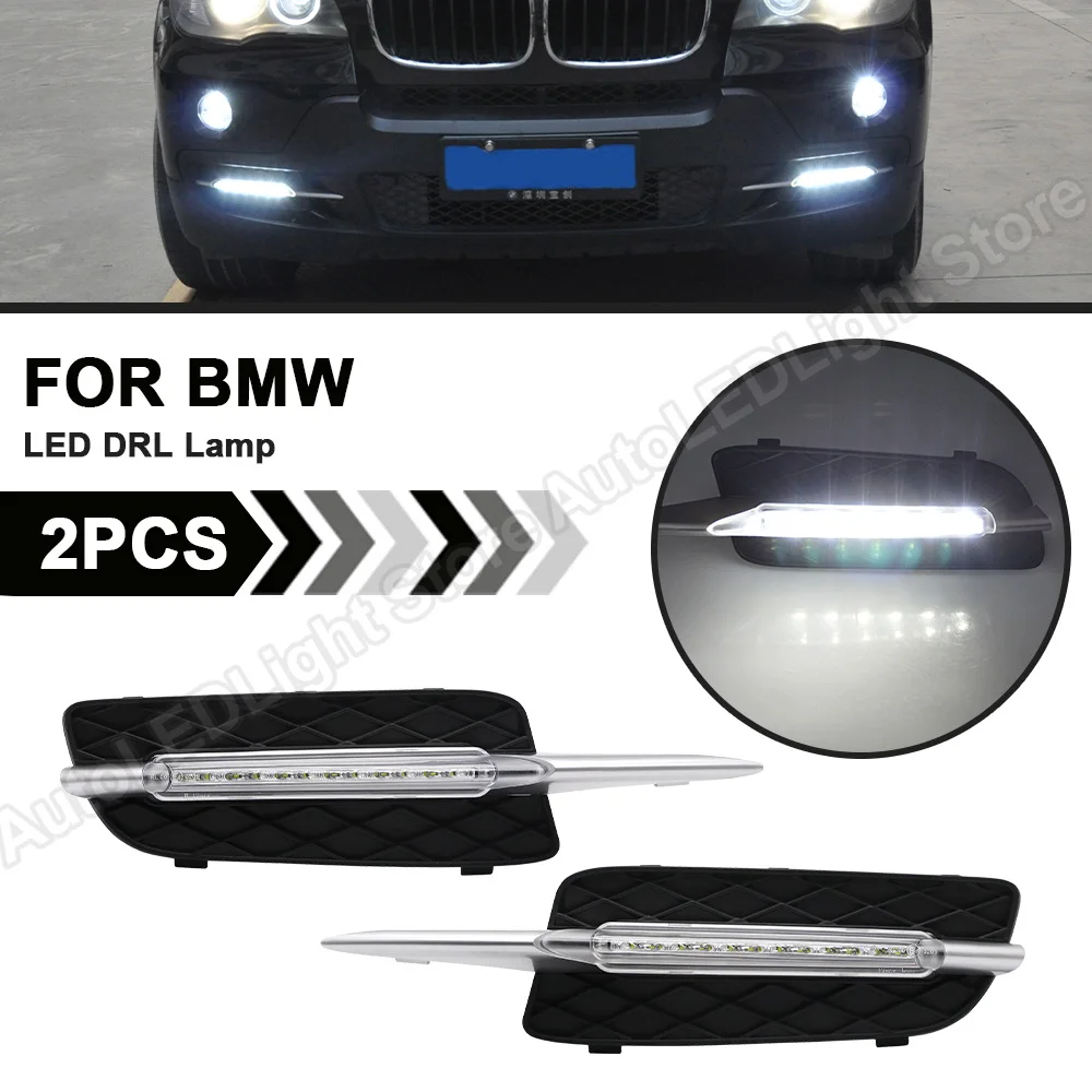 

2 шт. светодиодный DRL Дневной светильник тумана бампер фар дальнего света Высокая Мощность на чипах Cree для 2007 2008 2009 BMW X5 E70 2007 2008 2009