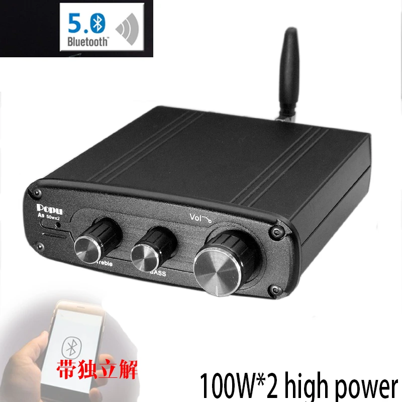 

KYYSLB DC12-25V 100W*2 Fever TPA3116 5.0 QCC3003 Bluetooth Amplifier High Fidelity with ES9018 Decoding Digital Power Amplifier