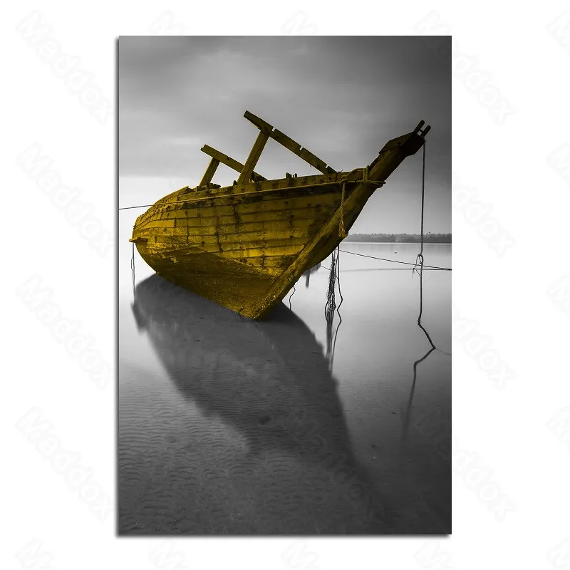 

Waterproof Ink Black and White Nordic Style Decorative Painting Creative Yellow Series of Physical Living Room Paintings