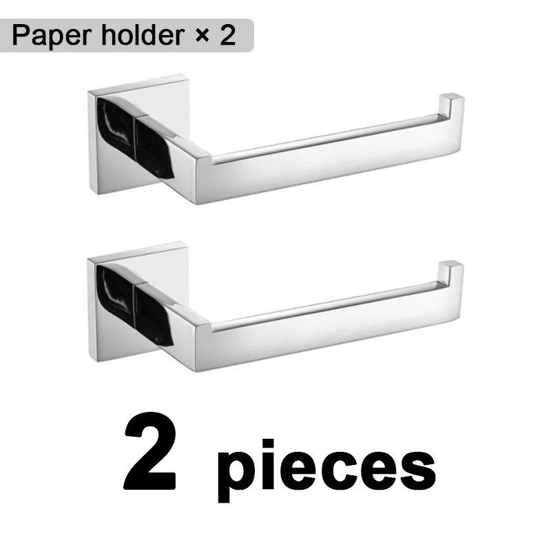 2 paper holder Набор из нержавеющей стали для ванной комнаты, зеркальный хромированный полированный держатель для полотенец, держатель для туалетной бумаги, крючок для полотенец, аксессуары для ванной комнаты - Цвет: 2 paper holder