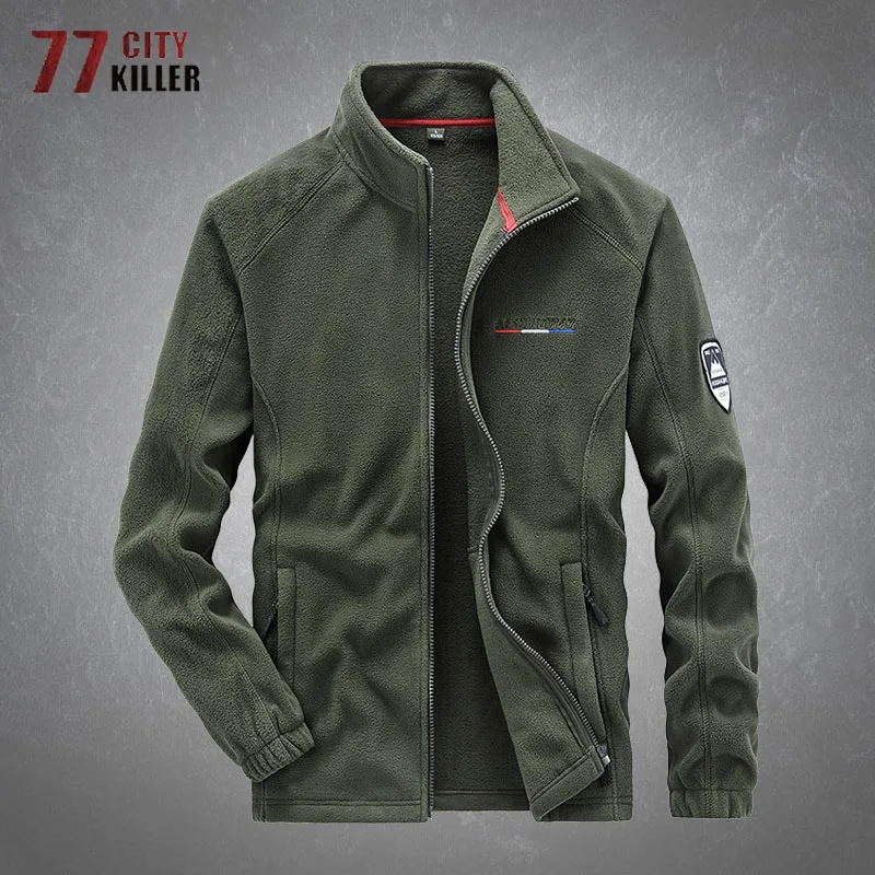 

Autumn Winter Fleece Jacket Men Casual Thicken Thermal Stand Collar Outdoor Softshell Hiking Military Tactical Jacket Coats Male