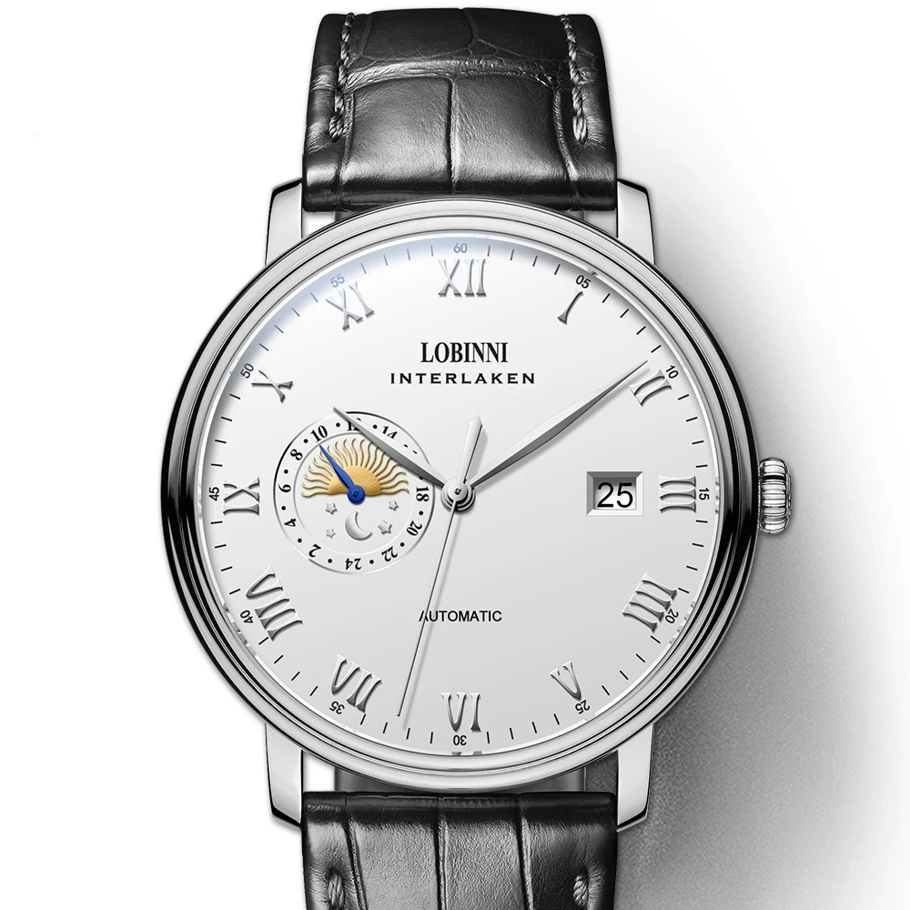 

Switzerland Luxury Brand LOBINNI Watch Men Japan MIYOTA Automatic Mechanical Men's Watches Waterproof Sapphire Moon Phase L12032
