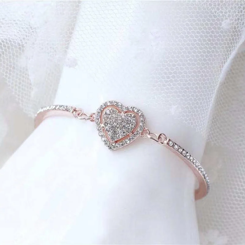 Очаровательные модные высокого качества Женское кольцо браслет в форме сердца с