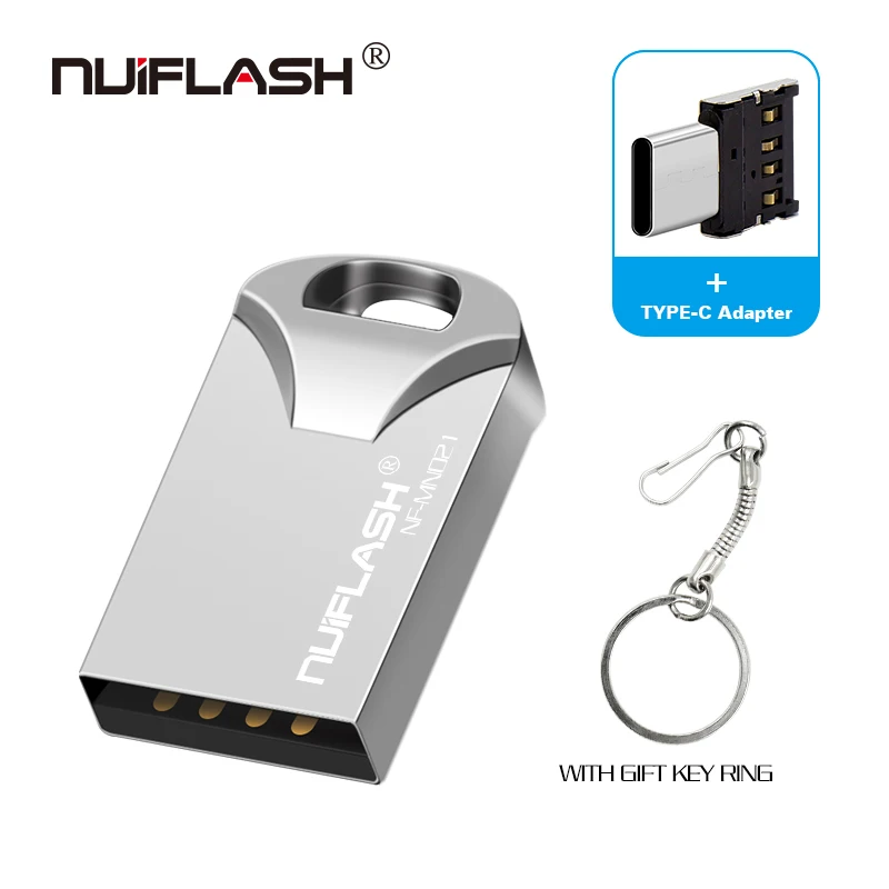 Мини-usb 2,0 32 ГБ 64 ГБ реальная емкость USB флеш-накопитель 128 ГБ флеш-накопитель 16 ГБ 8 ГБ флеш-накопитель u Диск флеш-карта памяти Бесплатный TYPEC - Цвет: SILVER-TYPEC