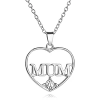 hollow love heart mothers day gift letter mum zircon pendant necklace love woman mother girl gift wedding blessing jewelry