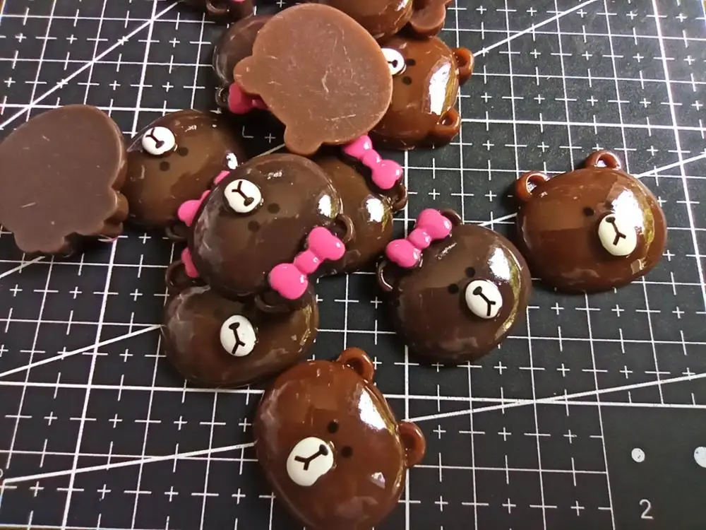 

Украшения в виде головы медведя из полимера, плоская спина, 25 мм, 1 шт./лот