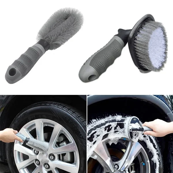

2 Pcs/Set Car Wheel Cleaning Brushes Rim Tire Cleaner Floor Brush Tools For Motorcycle Bicycle