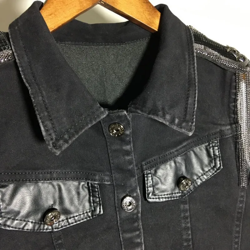 Жилет женский джинсовый без рукавов с бахромой эполетами на осень 2020 | Женская