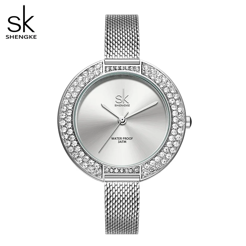 Enlarge Shengke Luxury Women Watch Diamond Dial Bracelet Wristwatch For Girl Elegant Ladies Quartz Watch Female Dress Watch Brand Watch
