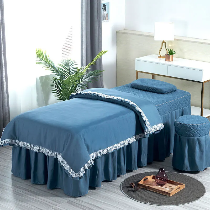 Baisha Diamond Blue Премиум люкс массажный стол юбка простыня для массажа набор, 4 шт. часть 2 - Цвет: Baisha Diamond Blue