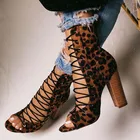 Босоножки женские на шнуровке, сандалии-гладиаторы на массивном каблуке, перекрестная шнуровка, открытый носок, туфли-лодочки, Размеры 35-42