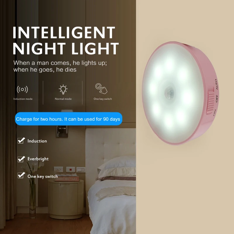 Беспроводной светодиодный Ночной светильник с интеллигентая (ый) Ночник