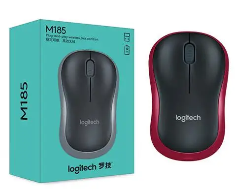 Красный Оригинальная коробка, мышь logitech M185, 2,4G, беспроводная мышь для ноутбука, ПК, компьютера, Мыши с USB нано-приемником - Цвет: Красный