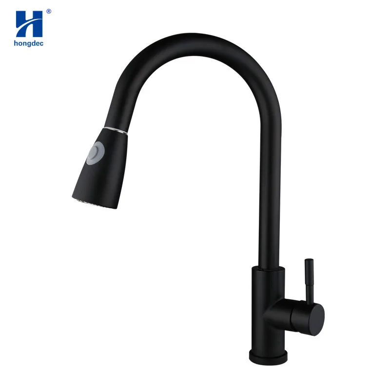 

Hongdec High Arc Swivel Spout Single Handle tap Pull Out Kitchen Sink Faucet Black Chrome Gold Brushed Nickel