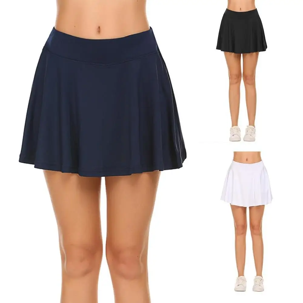 Women Quick Drying Fitness Short Skirt High Waist Golf Training Safety Black Navy Skirts Badminton Table Tennis for Ladies | Спорт и