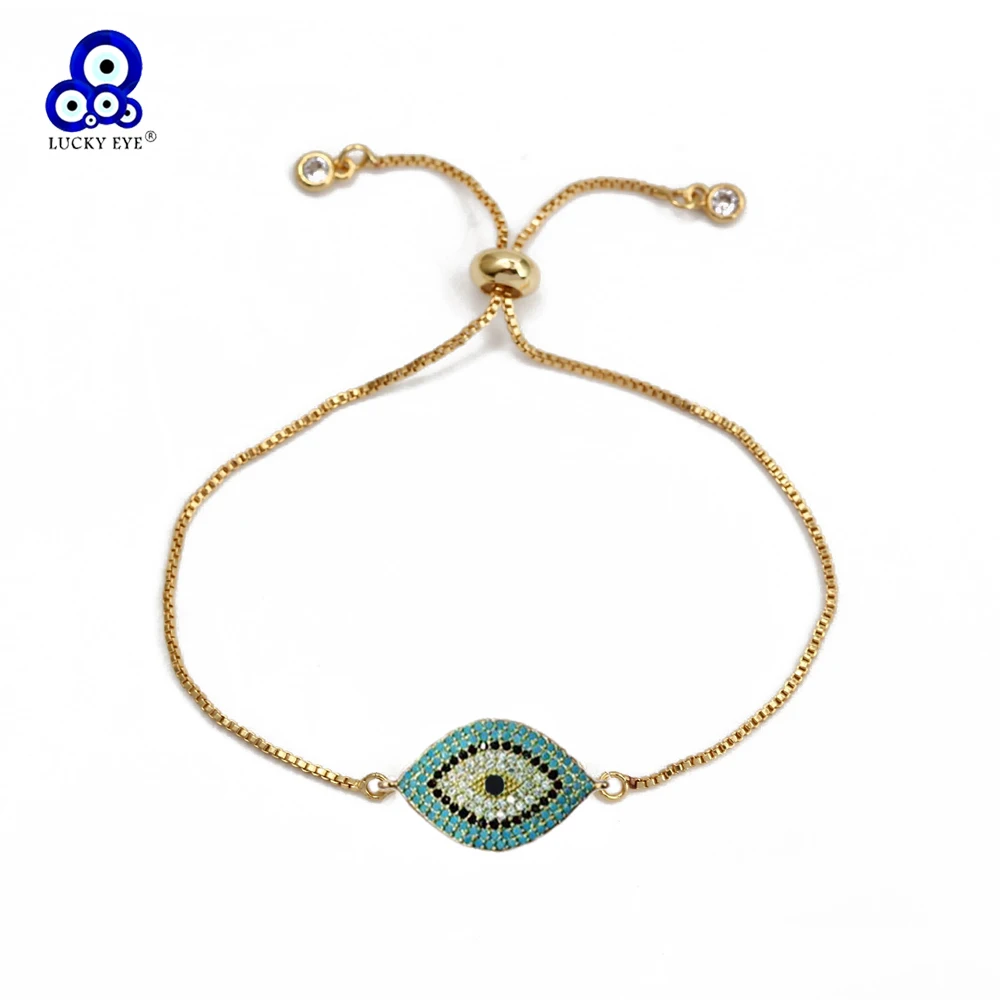 

Изящная цепочка Lucky Eye, Круглый циркониевый браслет, регулируемый браслет с подвесками от сглаза для женщин и девушек, мужчин, Модная бижутер...
