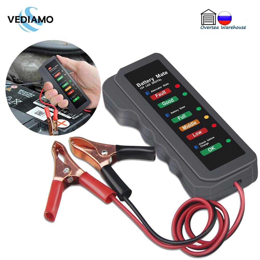 

Mini 12V Car Battery Tester Vehicle Alternator Test 12 Volt Battery Check Diagnostic Tool for Automobile and Motorcycle