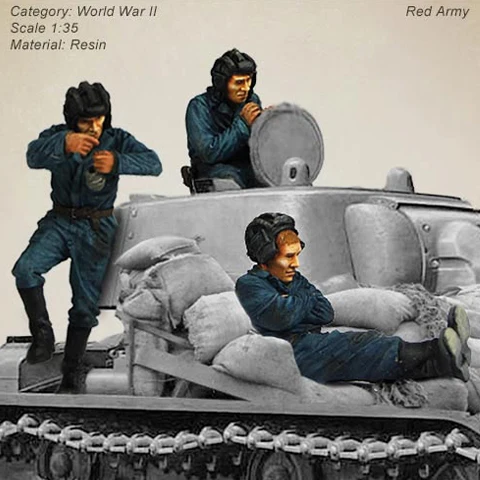

1/35 SOVIET TANK CREW - Red Army resin kit soldiers GK Military theme of WWII scene combination Uncoated No colour
