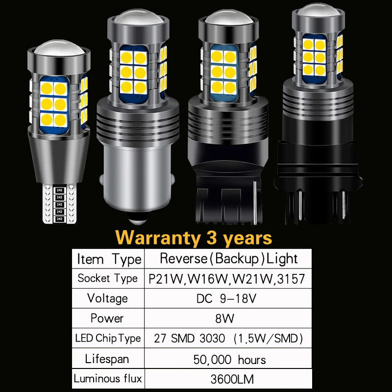 1x Canbus Автомобильный светодиодный светильник для резервного копирования W16W T15 P21W