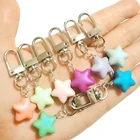 Брелок для ключей с маленькими сердечками для девушек, брелок матового цвета со звездами на сумке, женская бижутерия вечерние вечерний и свадебный подарок, автомобиль брелок