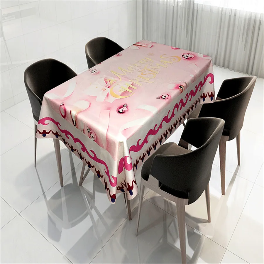 Wholesale Creative Printing Christmas Theme Fabric Waterproof Anti-staining Tablecloth New Year Christmas Decorations for Home