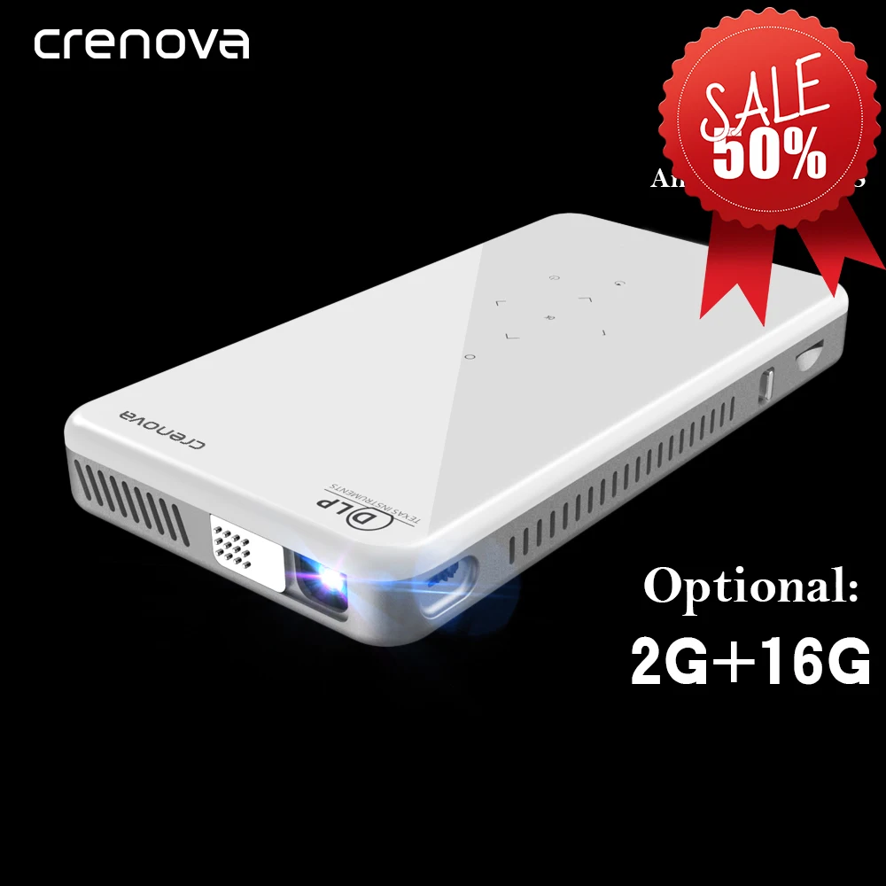 CRENOVA 2019 новейший мини DLP проектор X2 с Android 7 1 WIFI Bluetooth (2 ГБ + 16 ГБ) поддержка 4K