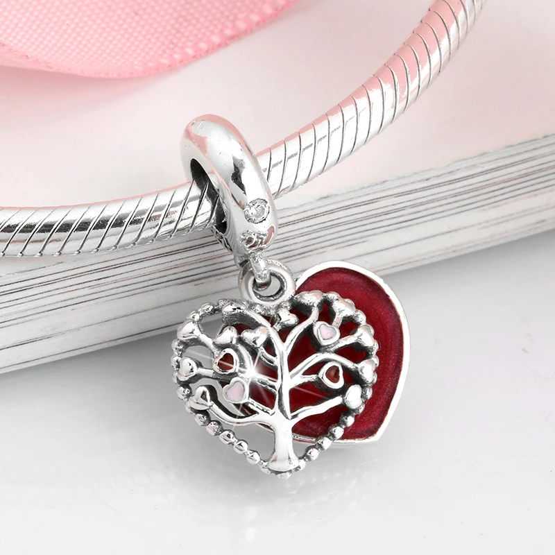 

New 925 sterling Silver Blue Green Tree of Life Heart Fine Charm Pendant Bead Jewelry making Fit Original Mikiwuu Charm Bracelet