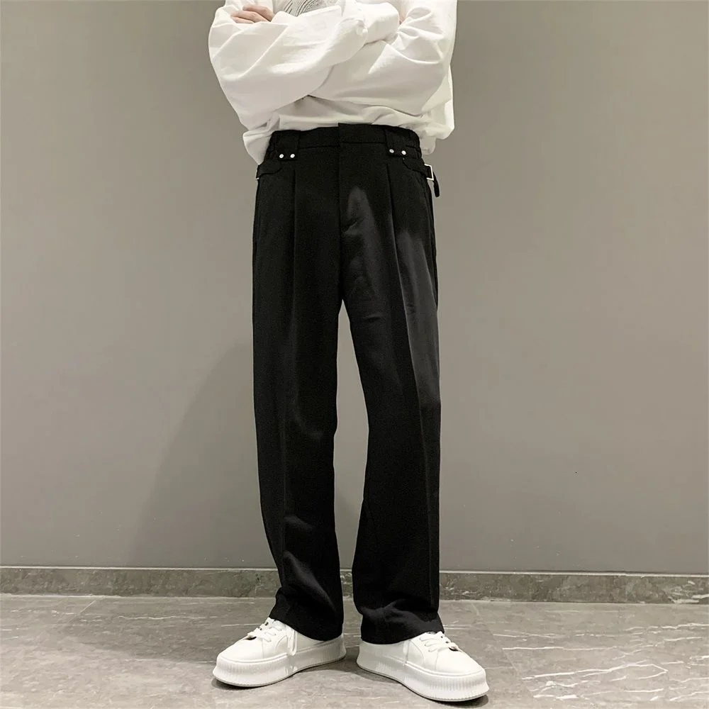 

INXYZ The Latest Men Casual Business Style Straight Trousers Solid Color Oversize Spring Autumn All-match Trousers