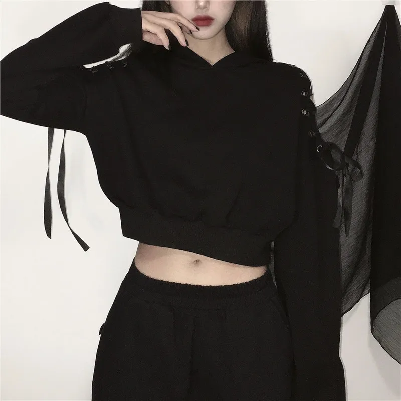 Осенне-зимний Женский свитшот Ruibbit в стиле Харадзюку худи панк и готика бархатный