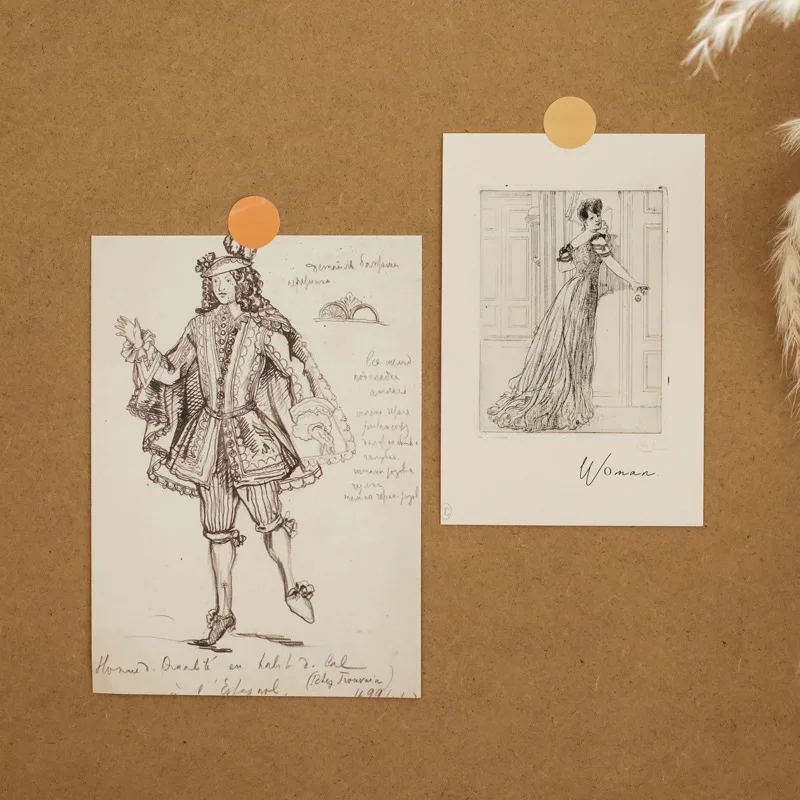 7 шт. Ретро картина для эскизов женщин декоративный фон открыток небольшой постер