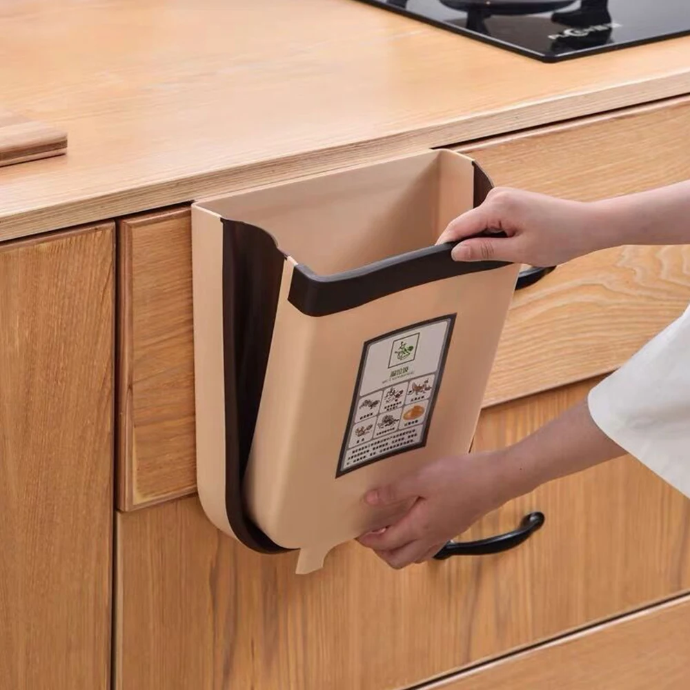 

New product foldable kitchen trash can kitchen cabinet trash door hanging trash can car trash can toilet garbage waste storage
