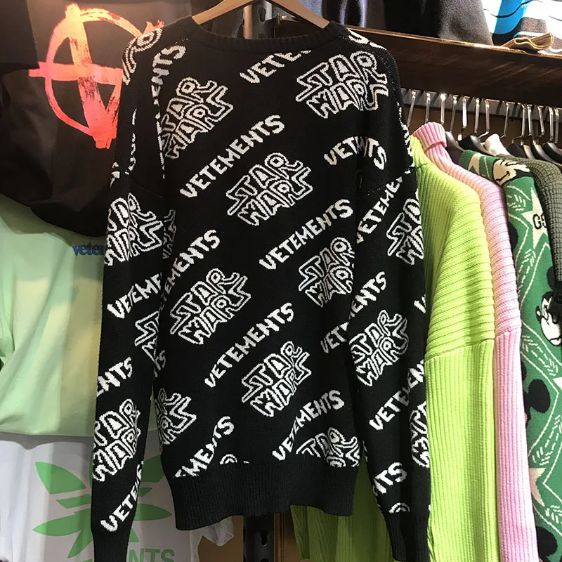 

Print VETEMENTS Full Sweater Men Women 1:1 Top Quality Thick material VTM Sweaters Autumn Winter VETEMENTS Knitted Jumper