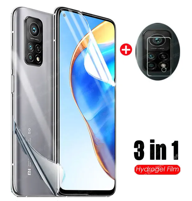 3 в 1 Гидрогелевая пленка для Xiaomi mi 10t pro Защитная экрана камеры lite light 5G задней