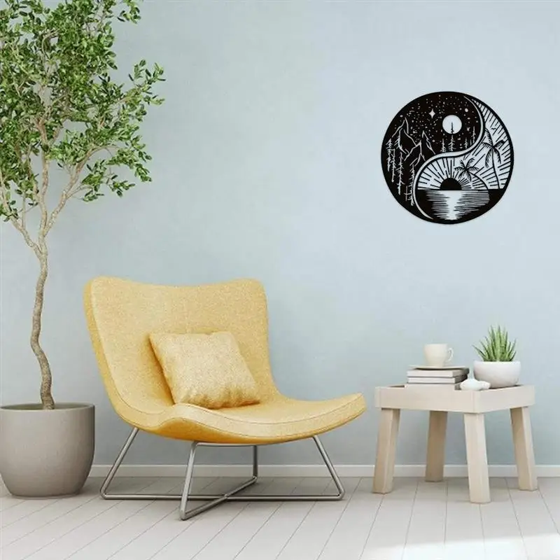 

Iron Art Tai Chi Moon Metal Wall Art Moon Wall Decor Hanging Sign Plaque Sculpture For Home Decoration Accessories Dream Catcher