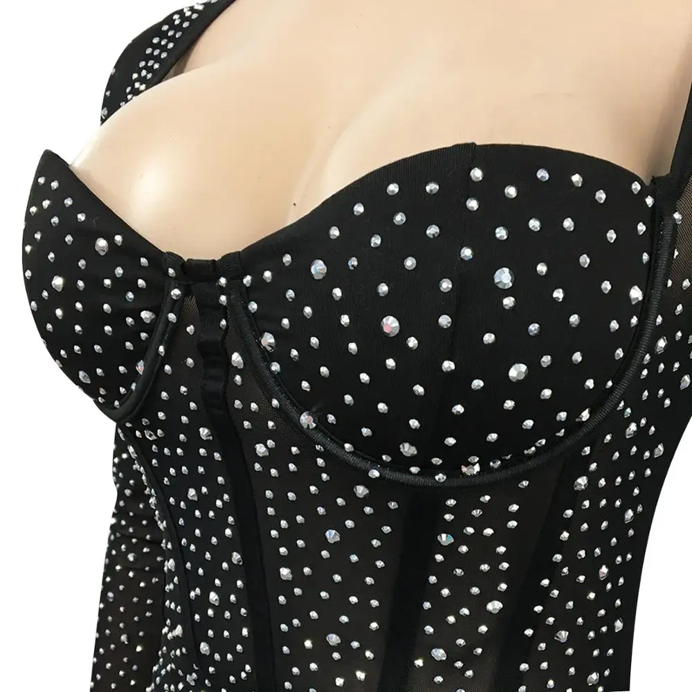 

Adogirl Sexy Diamonds See Through Club Mini Dress Xmas Women Long Sleeve Bodycon Short Perspective Vestidos Club Party Robes