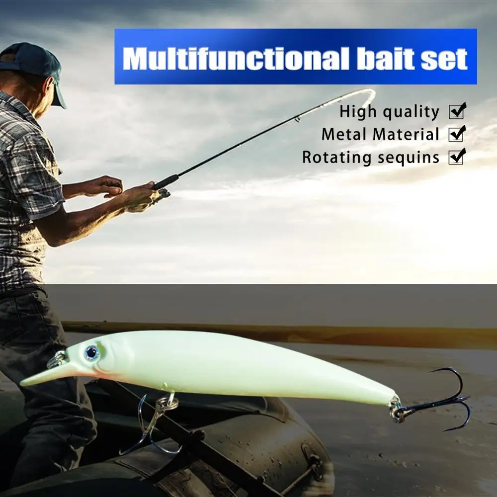 Set Bait Fake Sequined Soft Cocked Mouth Luya Laser Long-range Decoy 11cm | Спорт и развлечения